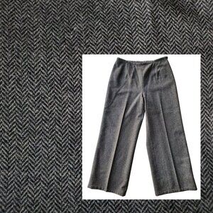 Eddie Bauer Harris Tweed Wool Blend Trousers Side Zipper Wide Leg Size 12